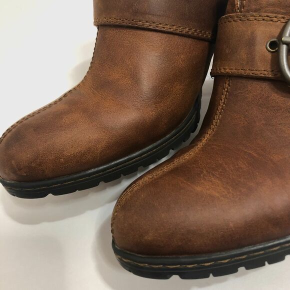 BOC Born Concept JOY Distressed Brown Leather Mules Heeled Clogs Buckle Size 9 - Picture 9 of 10